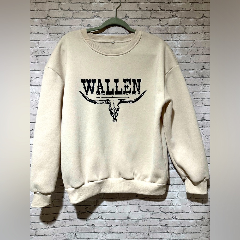 Morgan Wallen Hit Songs Cream Sweatshirt Size Small (S)